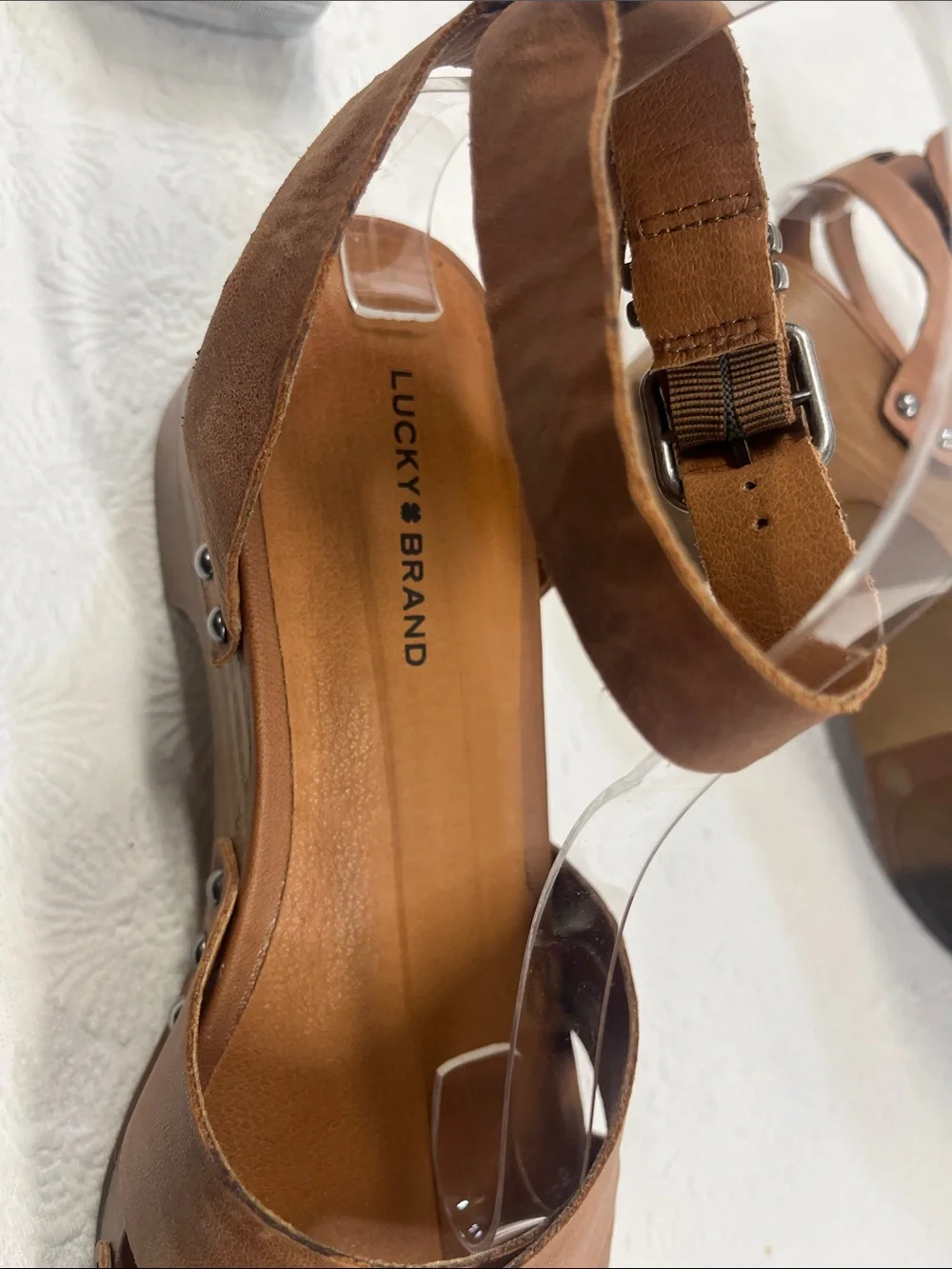 Lucky Brand Brown Leather Platform Sandals